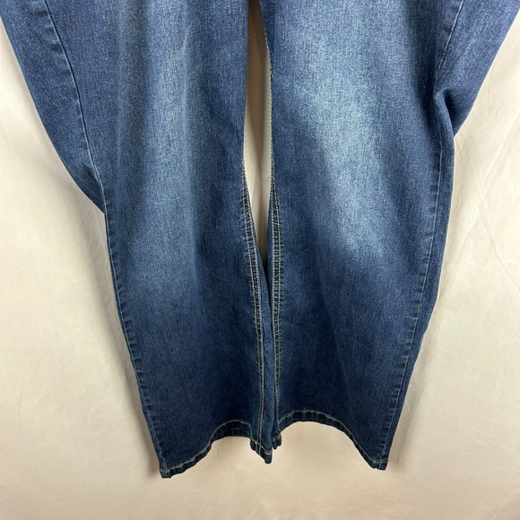 Wallflower Boot Cut Flare Denim Jeans Women Plus 22 Dark Blue Wash Bling Pockets - Picture 4 of 11